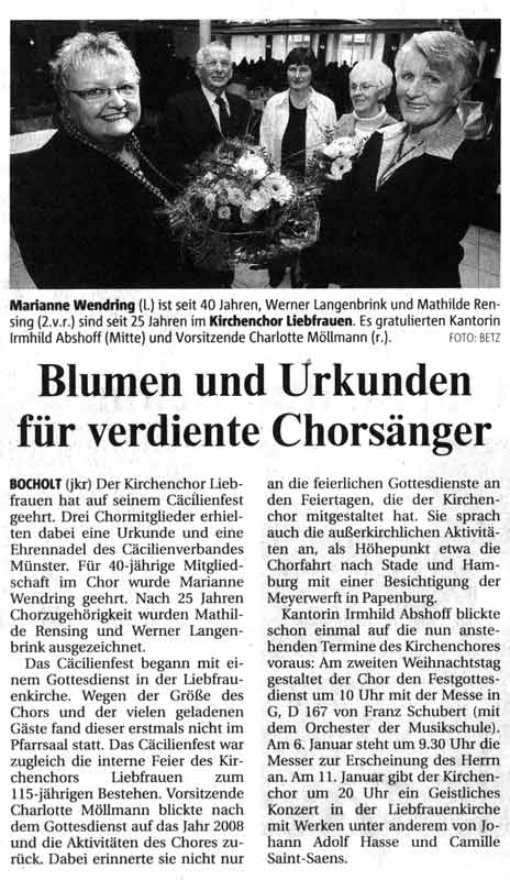 Caecilienfest Kirchenchor Liebfrauen Bocholt