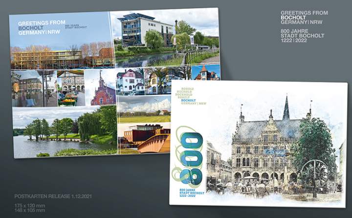Postkarten zum Bocholter Stadtjubiläum - Spenden für das OMEGA - Hospiz