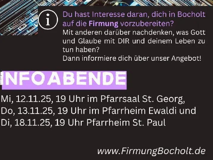 Infoabend Firmvorbereitung 