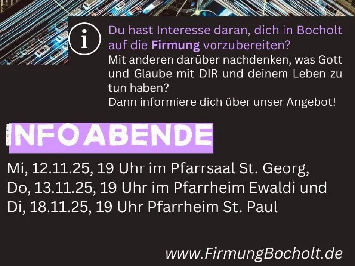 Infoabend Firmvorbereitung 