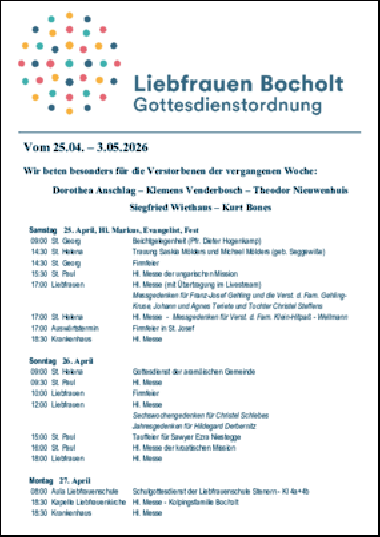 Gottesdienstordnung Nr. 19 - Jahr 2026