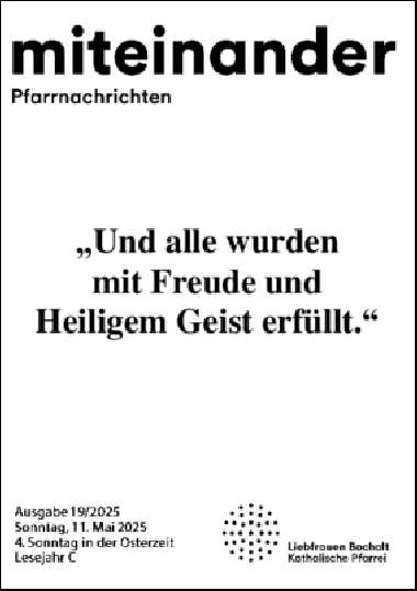 Aktuelle Pfarrnachrichten miteinander vom 09.05.25