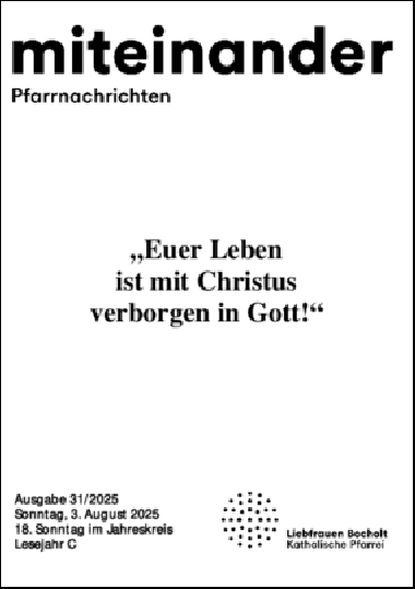 Aktuelle Pfarrnachrichten miteinander vom 01.08.25