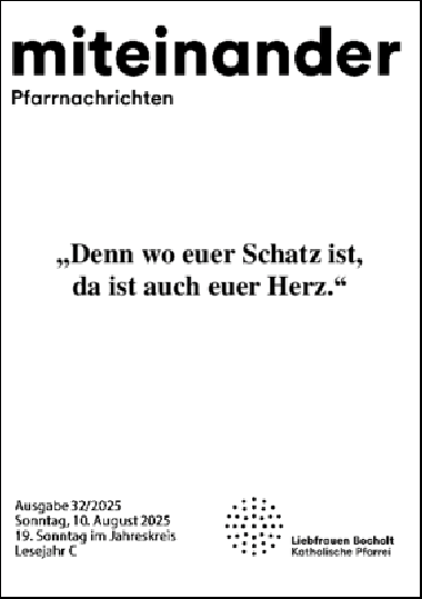 Aktuelle Pfarrnachrichten miteinander vom 08.08.25