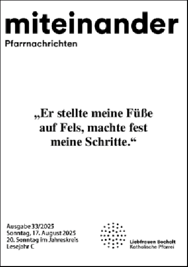 Aktuelle Pfarrnachrichten miteinander vom 15.08.25