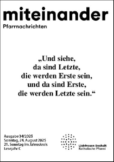 Aktuelle Pfarrnachrichten miteinander vom 22.08.25