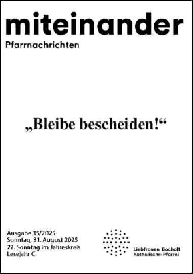 Aktuelle Pfarrnachrichten miteinander vom 29.08.25