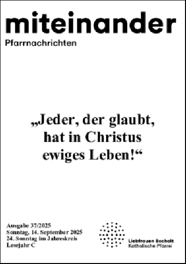 Aktuelle Pfarrnachrichten miteinander vom 13.09.25