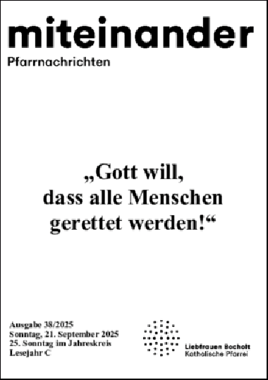 Aktuelle Pfarrnachrichten miteinander vom 19.09.25