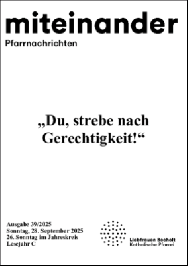 Aktuelle Pfarrnachrichten miteinander vom 26.09.25
