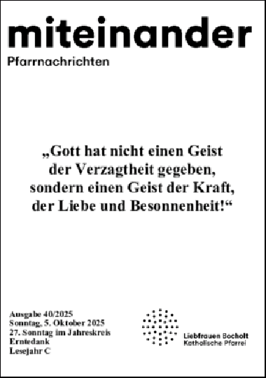 Aktuelle Pfarrnachrichten miteinander vom 04.10.25