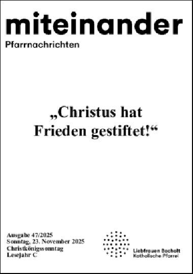 Aktuelle Pfarrnachrichten miteinander vom 21.11.25