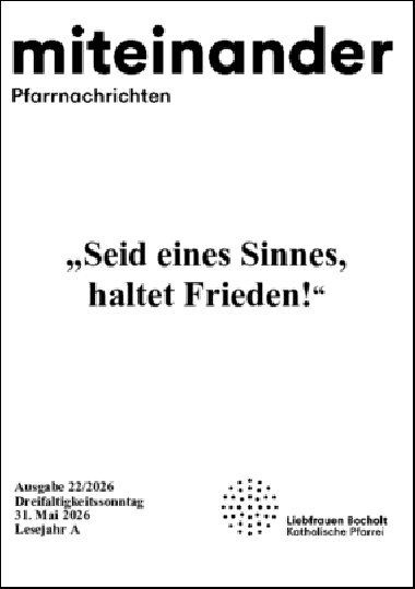 Aktuelle Pfarrnachrichten miteinander vom 29.05.26