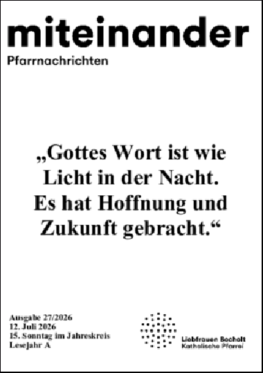 Aktuelle Pfarrnachrichten miteinander vom 10.07.26