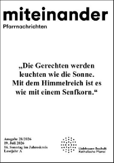 Aktuelle Pfarrnachrichten miteinander vom 17.07.26