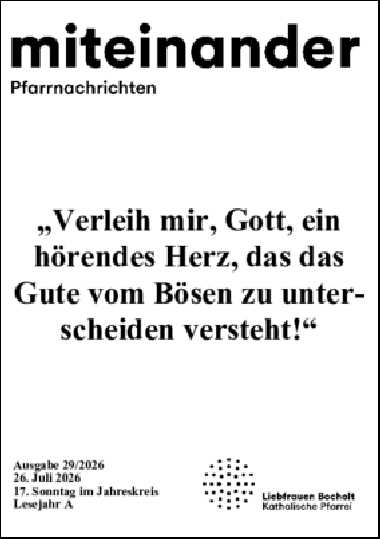 Aktuelle Pfarrnachrichten miteinander vom 24.07.26