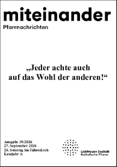 Aktuelle Pfarrnachrichten miteinander vom 25.09.26