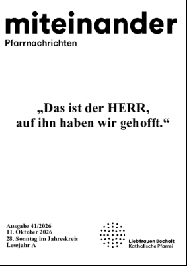 Aktuelle Pfarrnachrichten miteinander vom 08.10.26